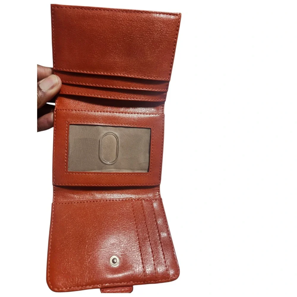 Vtg. Wilsons Leather Trifold Wallet‎ Cognac Brown Pebbled Leather Y2K  NWOT